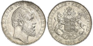 1 Thaler Reino de Wurtemberg (1806-1918) Plata Carlos I de Wurtemberg