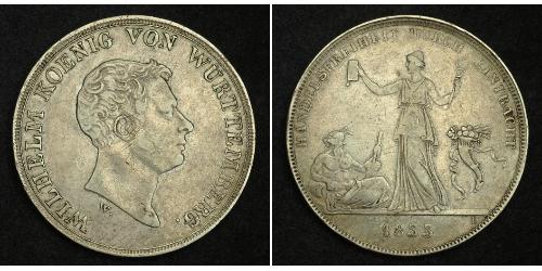 1 Thaler Reino de Wurtemberg (1806-1918) Plata Guillermo I de Wurtemberg