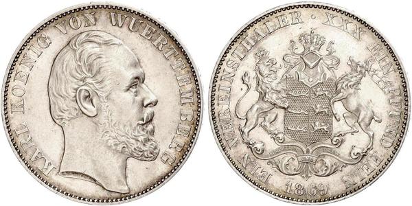 1 Thaler Reino de Wurtemberg (1806-1918) Plata Carlos I de Wurtemberg