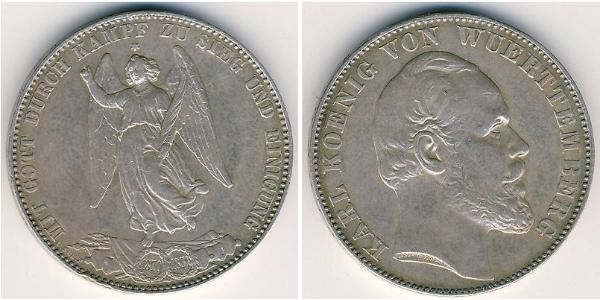 1 Thaler Reino de Wurtemberg (1806-1918) Plata Carlos I de Wurtemberg