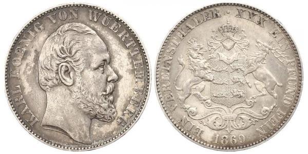 1 Thaler Reino de Wurtemberg (1806-1918) Plata Carlos I de Wurtemberg