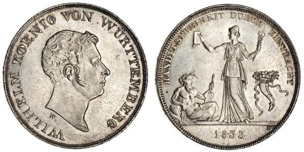 1 Thaler Reino de Wurtemberg (1806-1918) Plata Guillermo I de Wurtemberg