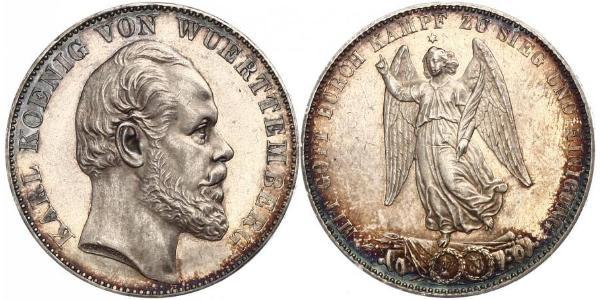 1 Thaler Reino de Wurtemberg (1806-1918) Plata Carlos I de Wurtemberg