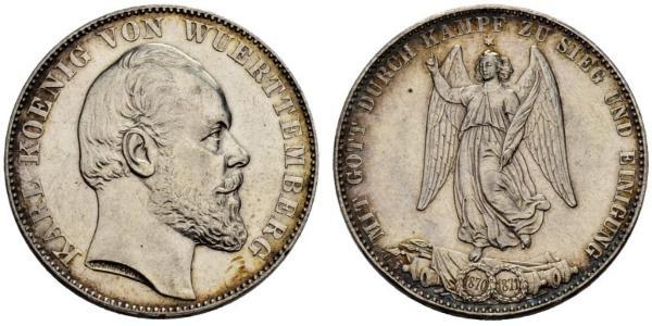 1 Thaler Reino de Wurtemberg (1806-1918) Plata Carlos I de Wurtemberg