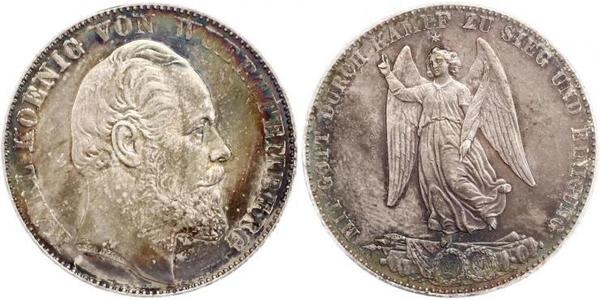 1 Thaler Reino de Wurtemberg (1806-1918) Plata Carlos I de Wurtemberg