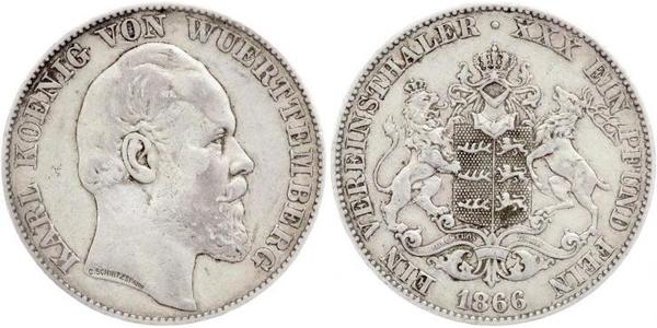 1 Thaler Reino de Wurtemberg (1806-1918) Plata Carlos I de Wurtemberg