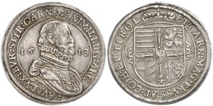 1 Thaler Sacro Imperio Romano (962-1806) Plata Maximiliano III de Austria (1558 – 1618)