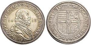 1 Thaler Sacro Imperio Romano (962-1806) Plata Maximiliano III de Austria (1558 – 1618)