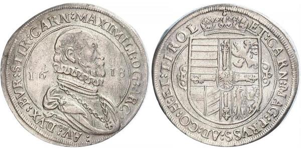 1 Thaler Sacro Imperio Romano (962-1806) Plata Maximiliano III de Austria (1558 – 1618)