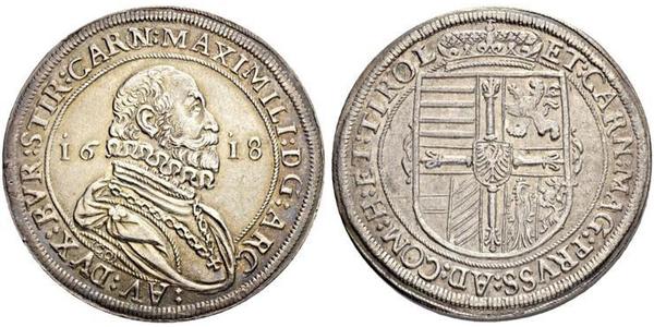 1 Thaler Sacro Imperio Romano (962-1806) Plata Maximiliano III de Austria (1558 – 1618)