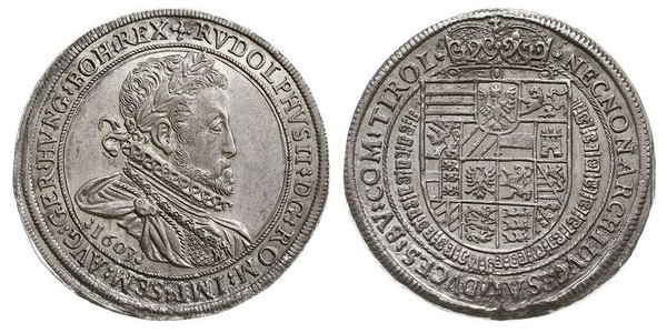 1 Thaler Sacro Imperio Romano (962-1806) Plata Rodolfo II (1552 - 1612)