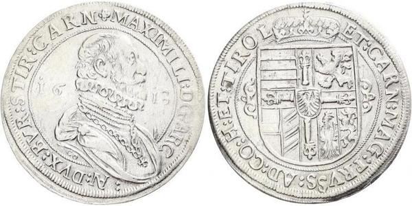 1 Thaler Sacro Imperio Romano (962-1806) Plata Maximiliano III de Austria (1558 – 1618)