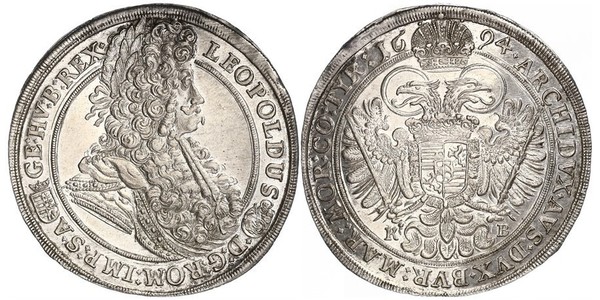 1 Thaler Hungría / Sacro Imperio Romano (962-1806) Plata Leopoldo I de Habsburgo(1640-1705)