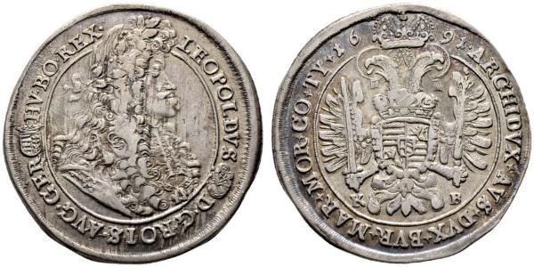 1 Thaler Hungría / Sacro Imperio Romano (962-1806) Plata Leopoldo I de Habsburgo(1640-1705)