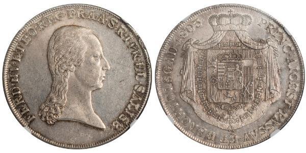 1 Thaler Salzburgo Plata Ferdinand III, Holy Roman Emperor (1608-1657)