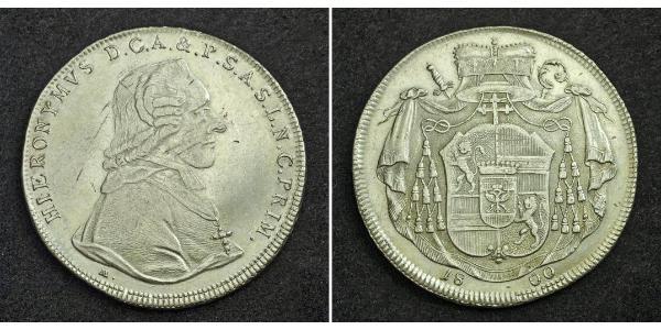 1 Thaler Salzburgo Plata Hieronymus von Colloredo (1732 - 1812)