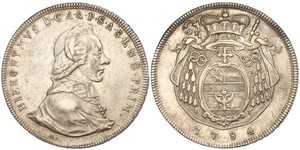 1 Thaler Salzburgo / Austria Plata Hieronymus von Colloredo (1732 - 1812)