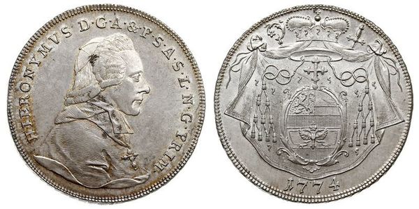 1 Thaler Salzburgo / Austria Plata Hieronymus von Colloredo (1732 - 1812)