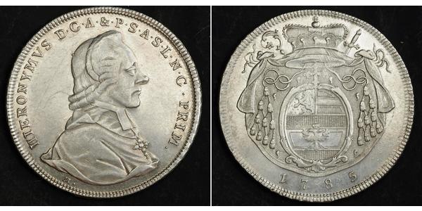 1 Thaler Salzburgo / Austria Plata Hieronymus von Colloredo (1732 - 1812)