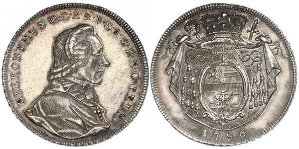 1 Thaler Salzburgo / Austria Plata Hieronymus von Colloredo (1732 - 1812)