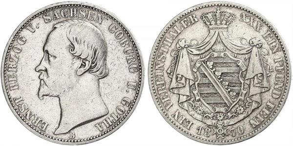 1 Thaler States of Germany Plata 