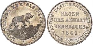 1 Thaler Anhalt-Bernburg (1603 - 1863) Silber Alexander Carl ,Anhalt-Bernburg (1805 – 1863)