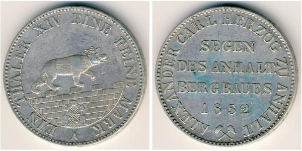 1 Thaler Anhalt-Bernburg (1603 - 1863) Silber Alexander Carl ,Anhalt-Bernburg (1805 – 1863)