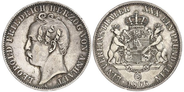 1 Thaler Anhalt-Dessau (1603 -1863) Silber Leopold IV. Friedrich (Anhalt-Dessau)(1794 – 1871)