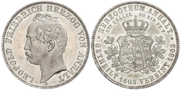 1 Thaler Anhalt-Dessau (1603 -1863) / Anhalt (1806 - 1918) Silber Leopold IV. Friedrich (Anhalt-Dessau)(1794 – 1871)