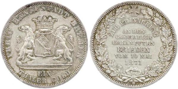 1 Thaler Freie Hansestadt Bremen Silber 