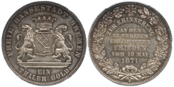 1 Thaler Freie Hansestadt Bremen Silber 