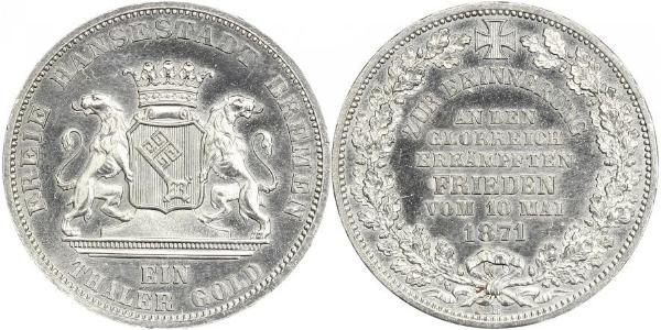 1 Thaler Freie Hansestadt Bremen Silber 