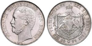 1 Thaler Grand Duchy of Baden (1806-1918) Silber Friedrich I. (Baden, Großherzog) (1826 - 1907)