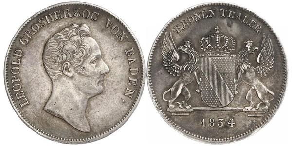 1 Thaler Grand Duchy of Baden (1806-1918) Silber Leopold (Baden)(1790 – 1852)