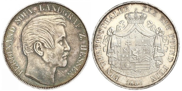 1 Thaler Großherzogtum Hessen (1806 - 1918) Silber Ferdinand (Hessen-Homburg)