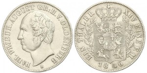 1 Thaler Großherzogtum Oldenburg (1814 - 1918) Silber August I. (Oldenburg)