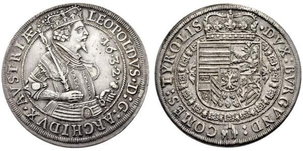 1 Thaler Habsburgermonarchie (1526-1804) Silber Leopold V. , Österreich-Tirol (1586 – 1632)