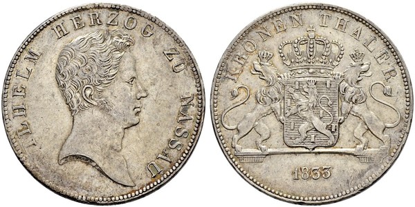 1 Thaler Herzogtum Nassau (1806 - 1866) Silber Wilhelm I. (Nassau)