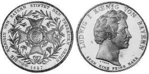 1 Thaler Königreich Bayern (1806 - 1918) Silber Ludwig I. (Bayern)(1786 – 1868)