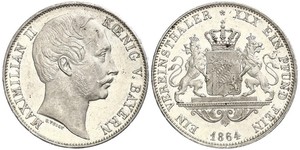 1 Thaler Königreich Bayern (1806 - 1918) Silber Maximilian II. Joseph (Bayern)(1811 - 1864)