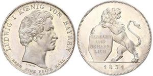 1 Thaler Königreich Bayern (1806 - 1918) Silber Ludwig I. (Bayern)(1786 – 1868)