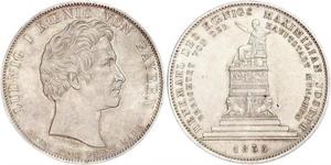 1 Thaler Königreich Bayern (1806 - 1918) Silber Ludwig I. (Bayern)(1786 – 1868)