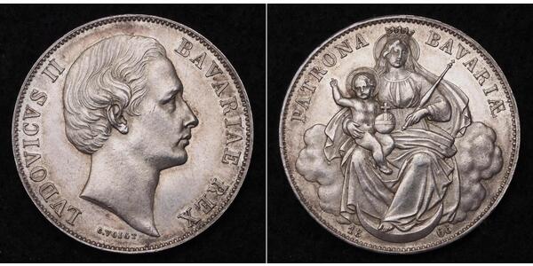 1 Thaler Königreich Bayern (1806 - 1918) Silber Ludwig II. (Bayern)(1845 – 1886)