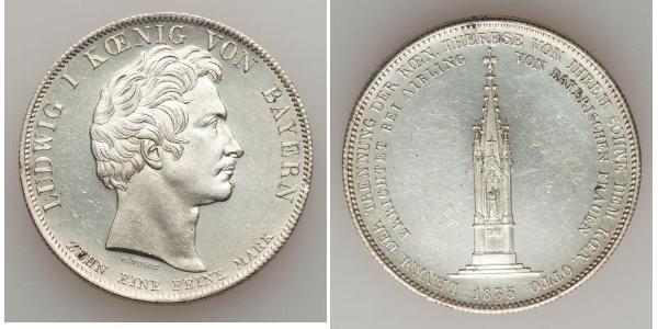 1 Thaler Königreich Bayern (1806 - 1918) Silber Ludwig I. (Bayern)(1786 – 1868)