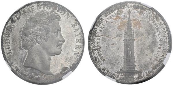 1 Thaler Königreich Bayern (1806 - 1918) Silber Ludwig I. (Bayern)(1786 – 1868)