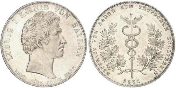 1 Thaler Königreich Bayern (1806 - 1918) Silber Ludwig I. (Bayern)(1786 – 1868)