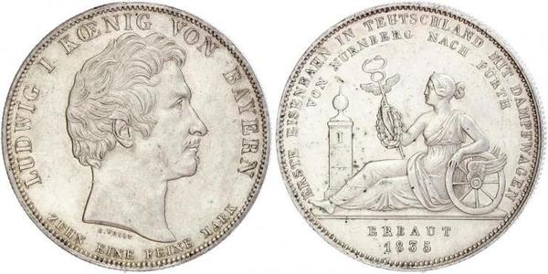 1 Thaler Königreich Bayern (1806 - 1918) Silber Ludwig I. (Bayern)(1786 – 1868)