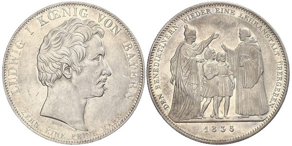 1 Thaler Königreich Bayern (1806 - 1918) Silber Ludwig I. (Bayern)(1786 – 1868)