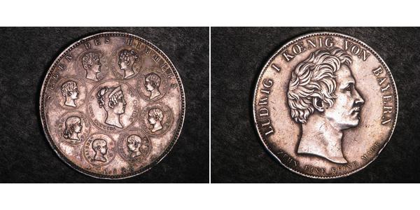 1 Thaler Königreich Bayern (1806 - 1918) Silber Ludwig I. (Bayern)(1786 – 1868)