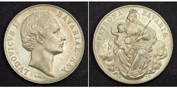 1 Thaler Königreich Bayern (1806 - 1918) Silber Ludwig II. (Bayern)(1845 – 1886)
